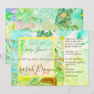 COLOURFUL VINTAGE  LONG DISTANCE BABY SHOWER INVITATION