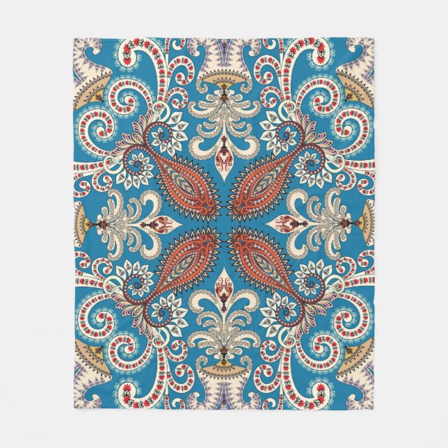 Colourful vintage mandala motifs seamless pattern fleece blanket (Front)