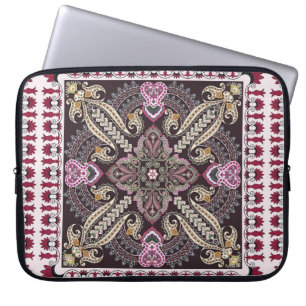 Colourful vintage mandala motifs seamless pattern laptop sleeve