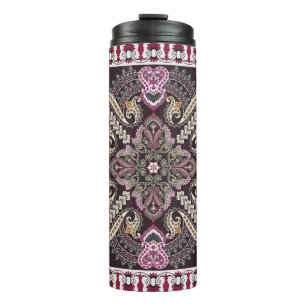 Colourful vintage mandala motifs seamless pattern thermal tumbler