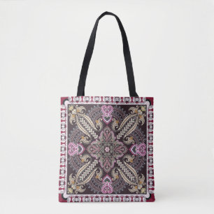 Colourful vintage mandala motifs seamless pattern tote bag
