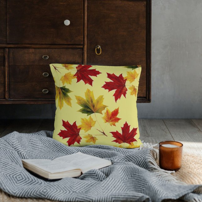 colourful vintage maple leaves no2 cushion (Creator Uploaded)