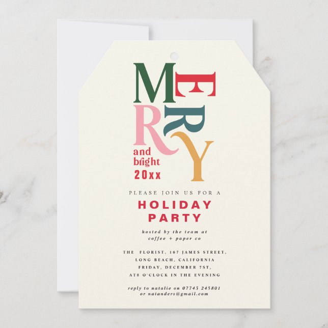 Colourful vintage merry and bright Christmas party (Front)