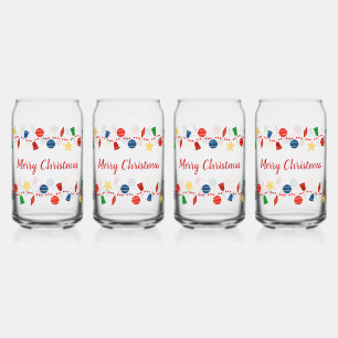 Colourful vintage Merry Christmas ornaments Can Glass