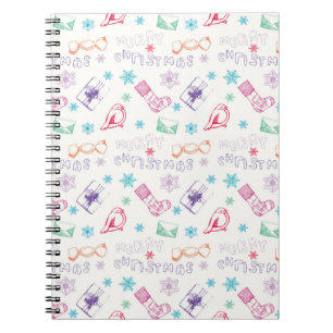 Colourful vintage merry christmas pattern notebook