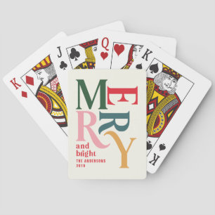Colourful vintage merry christmas retro merry playing cards
