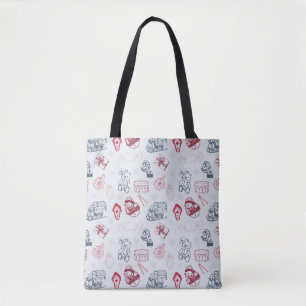 Colourful vintage merry christmas toys tote bag