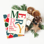 Colourful vintage merry chritsmas announcement<br><div class="desc">Colourful vintage graphic typography merry chritsmas card. Part of a bold fun holiday collection.</div>