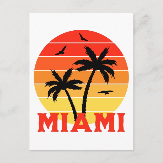Colourful Vintage Miami Sunset Postcard (Front)