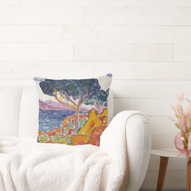 Colourful Vintage Mountain Landscape with Quote  Cushion (Couch)
