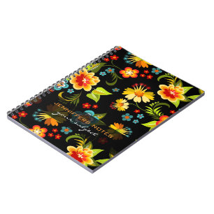 Colourful Vintage Ornate Flowers Design Notebook