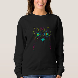 Colourful Vintage Owl Design In Purple Teal Yellow Sweatshirt