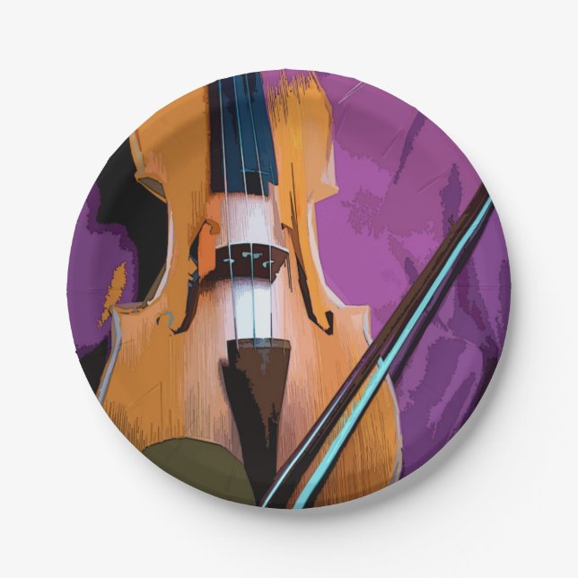 Colourful vintage paper plate - Viola (Front)