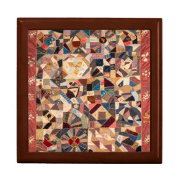 Colourful Vintage Patchwork Crazy Quilt Pattern Gift Box