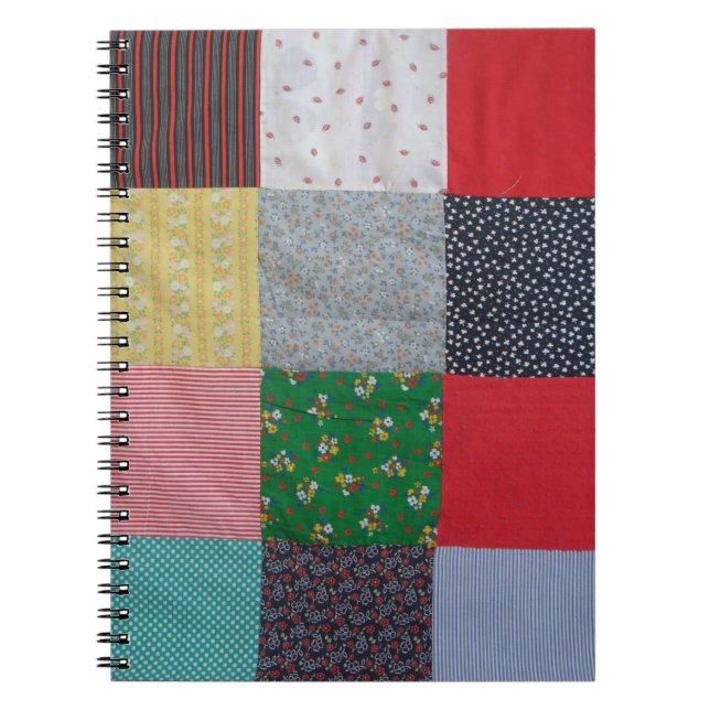 colourful  vintage patchwork fabric squares notebook (Front)