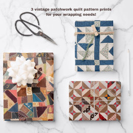 Colourful Vintage Patchwork Quilts Stylish Wrapping Paper Sheet