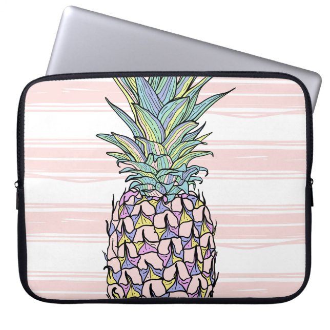 Colourful vintage pineapple illustration. laptop sleeve (Front)