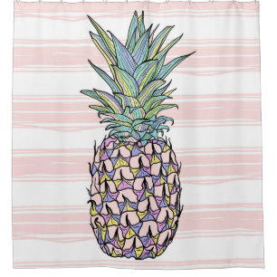 Colourful vintage pineapple shower curtain