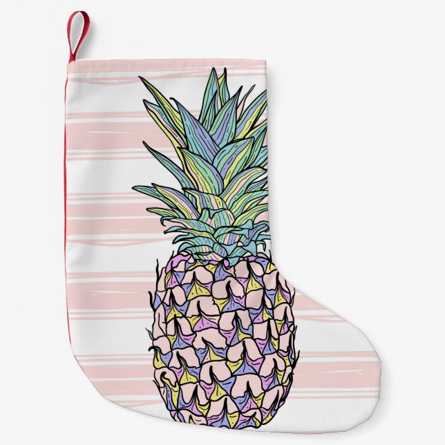 Colourful vintage pineapple small christmas stocking (Front)