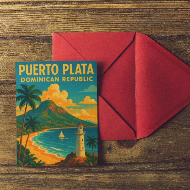 Colourful Vintage Puerto Plata Dominican Republic Postcard (colorful retro puerto plata dominican republic postcard)