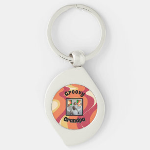 Colourful Vintage Retro "Groovy Grandpa" Photo Key Ring