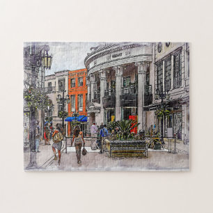 Colourful Vintage Romance Travel Girly Jigsaw Puzzle