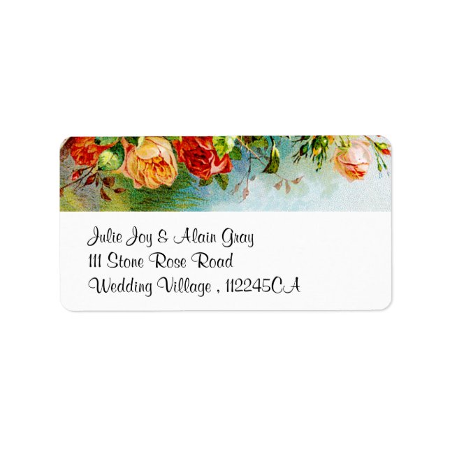 Colourful Vintage Roses Label (Front)