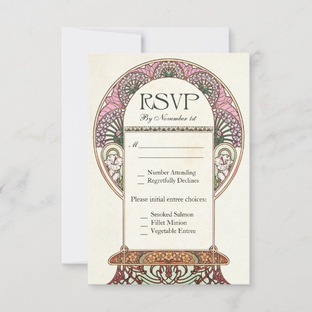 Colourful Vintage RSVP Wedding Cards I (Front)