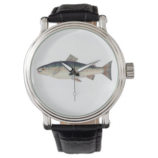 Colourful vintage salmon illustration watch