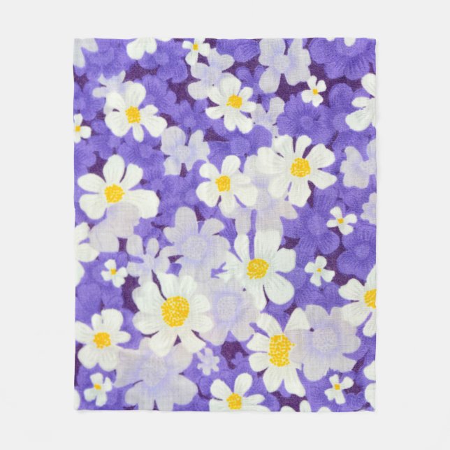 Colourful Vintage: Seamless Flower Pattern Fleece Blanket (Front)