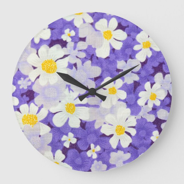 Colourful Vintage: Seamless Flower Pattern Large Clock (Front)