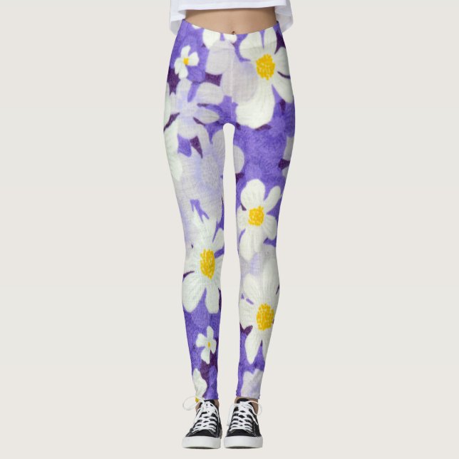Colourful Vintage: Seamless Flower Pattern Leggings (Front)
