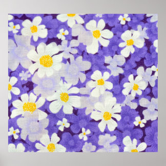 Colourful Vintage: Seamless Flower Pattern Poster