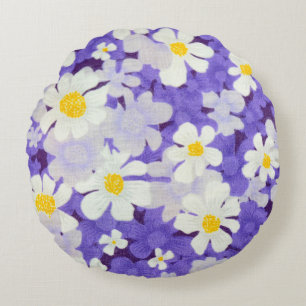 Colourful Vintage: Seamless Flower Pattern Round Cushion
