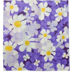 Colourful Vintage: Seamless Flower Pattern Shower Curtain