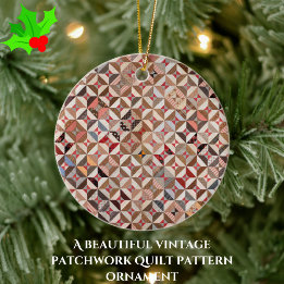 Colourful Vintage Spool Patchwork Quilt Pattern Ceramic Tree Decoration
