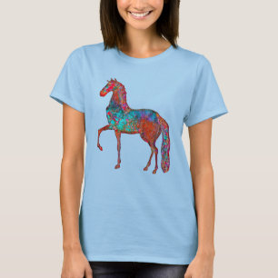 Colourful Vintage Style Art Horse T-Shirt