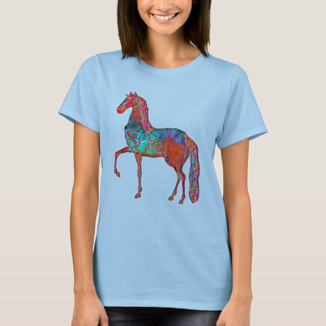Colourful Vintage Style Art Horse T-Shirt (Front)
