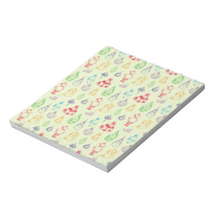 Colourful vintage style christmas toys hand drawn notepad