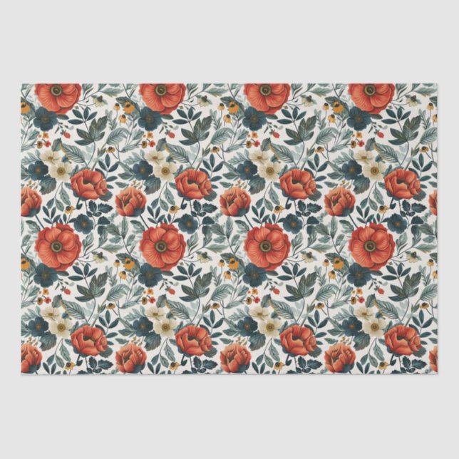 Colourful Vintage Style Floral  Tissue Paper (Front)