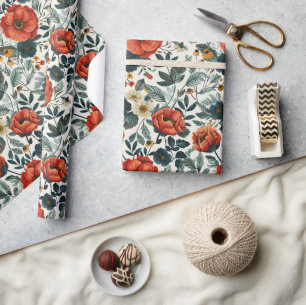 Colourful Vintage Style Floral  Wrapping Paper