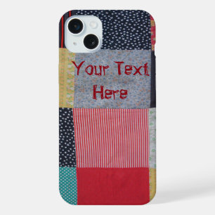 colourful vintage style patchwork fabric iPhone 15 plus case