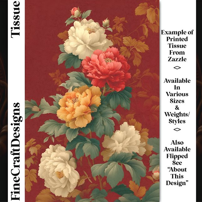 Colourful Vintage Style Peonies DM6L Decoupage Tissue Paper (Creator Uploaded)