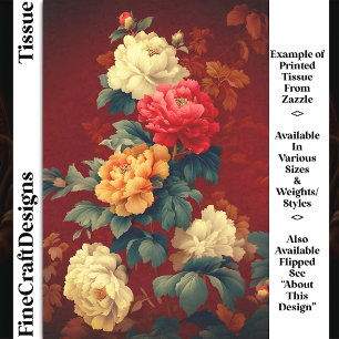 Colourful Vintage Style Peonies DM6LF Decoupage Tissue Paper
