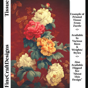 Colourful Vintage Style Peonies DM6RF Decoupage Tissue Paper