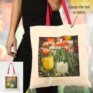 Colourful vintage style spring tulips tote bag