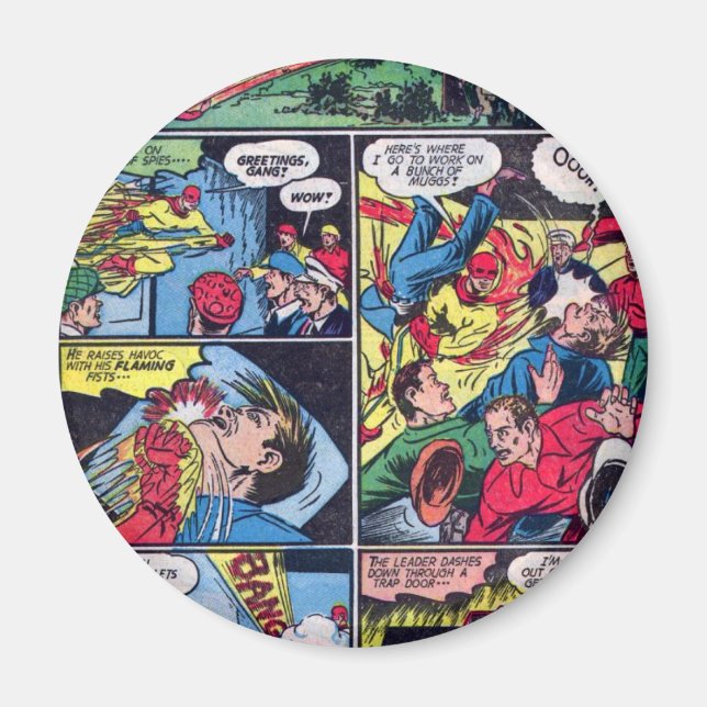 Colourful Vintage The Flame Comic Book Superhero Magnet (Front)
