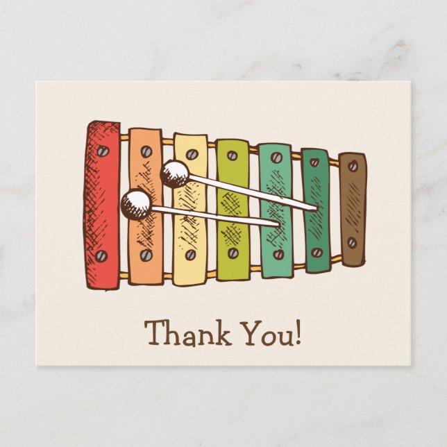 Colourful Vintage Toy Xylophone Baby Shower Postcard (Front)