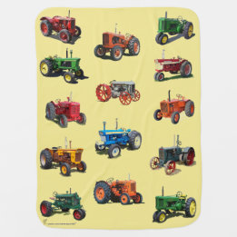 Colourful Vintage Tractor Blanket - yellow