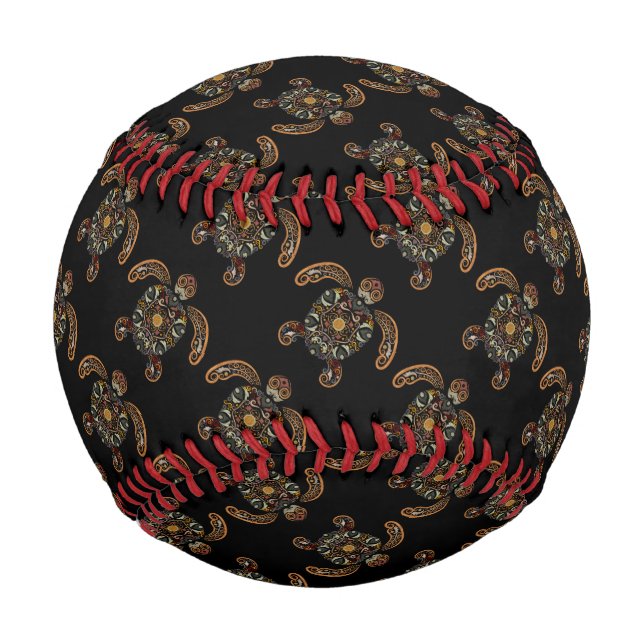 Colourful vintage turtle design baseball (Front)